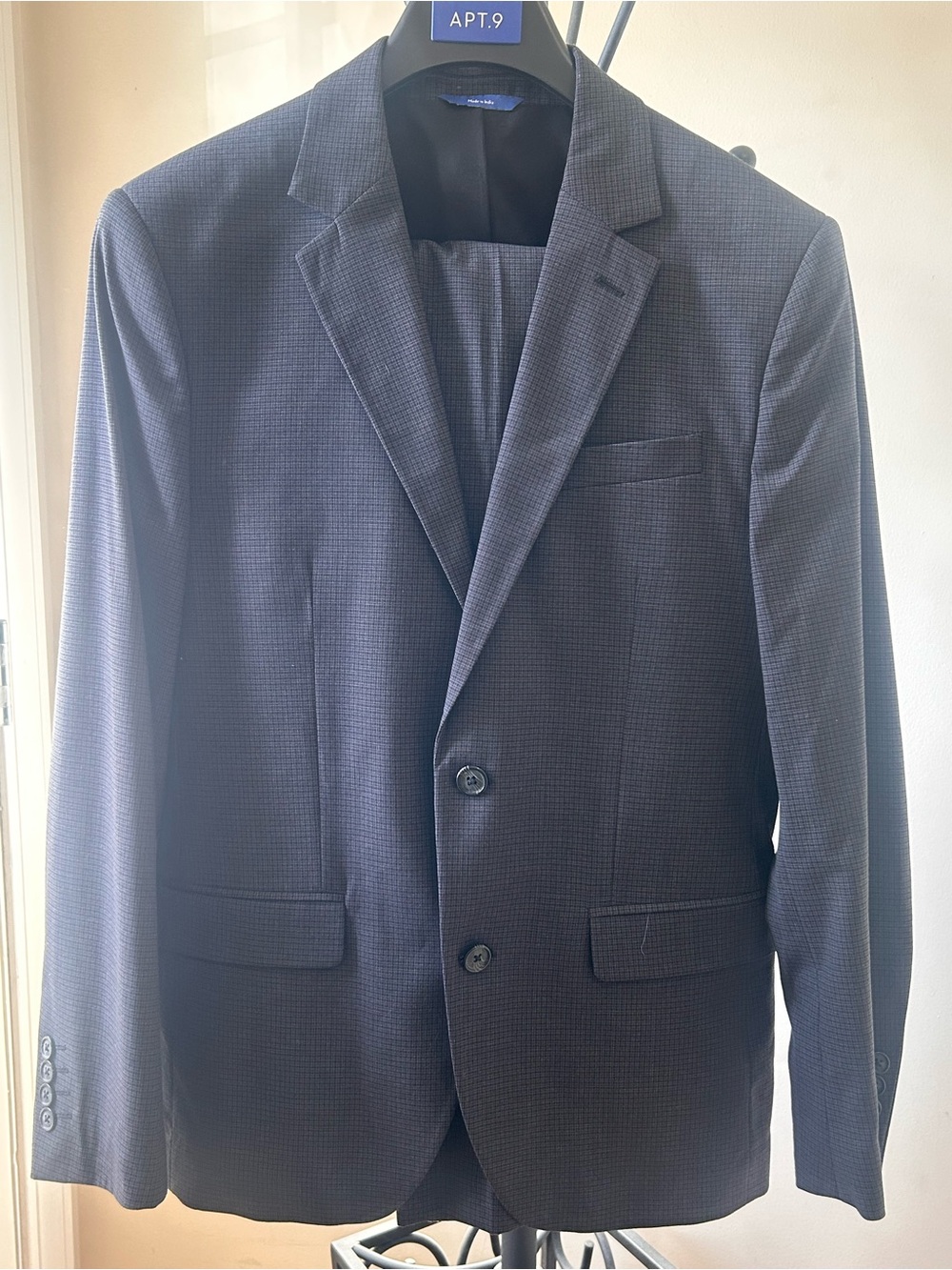 Apt. 9 Men’s 2 Piece Suit- Charcoal with Plaid